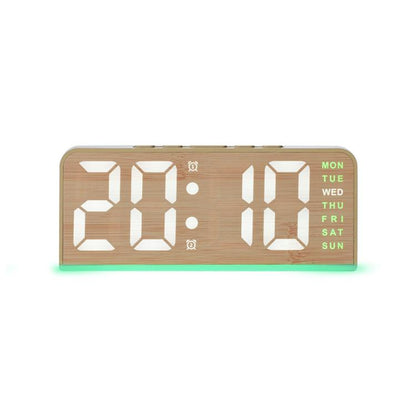Digital Alarm Clock With Bottom Ambient Light Displaying Time Weekday Date Temperature
