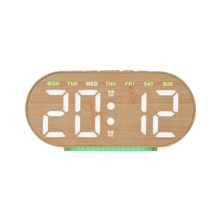Digital Alarm Clock With Bottom Ambient Light Displaying Time Weekday Date Temperature
