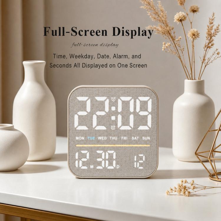 Digital Alarm Clock LED Desk Clock with Night Light USB Output Dimmable Display