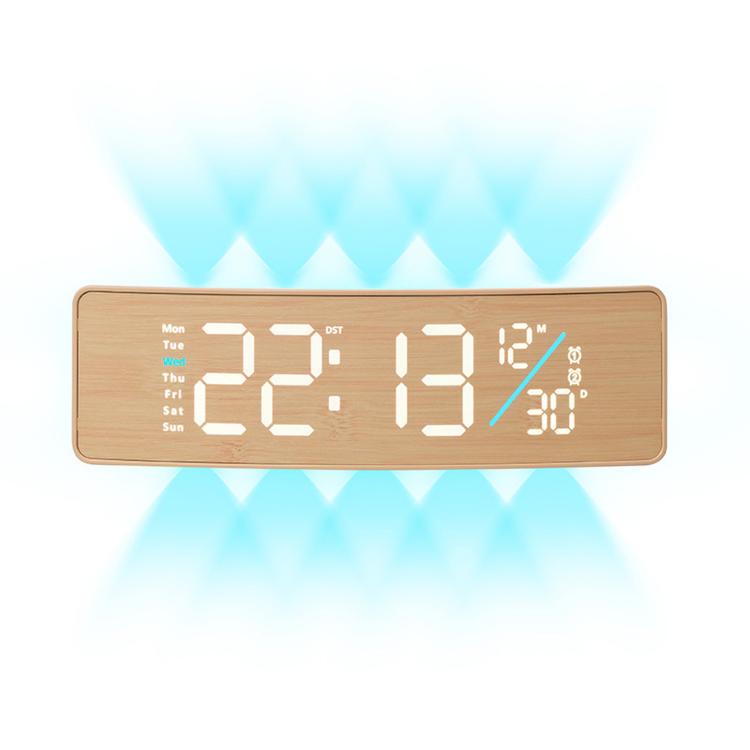 Curved Digital LED Wall Clock With RGB Ambient Backlight / Dual Alarms / Countdown Timer