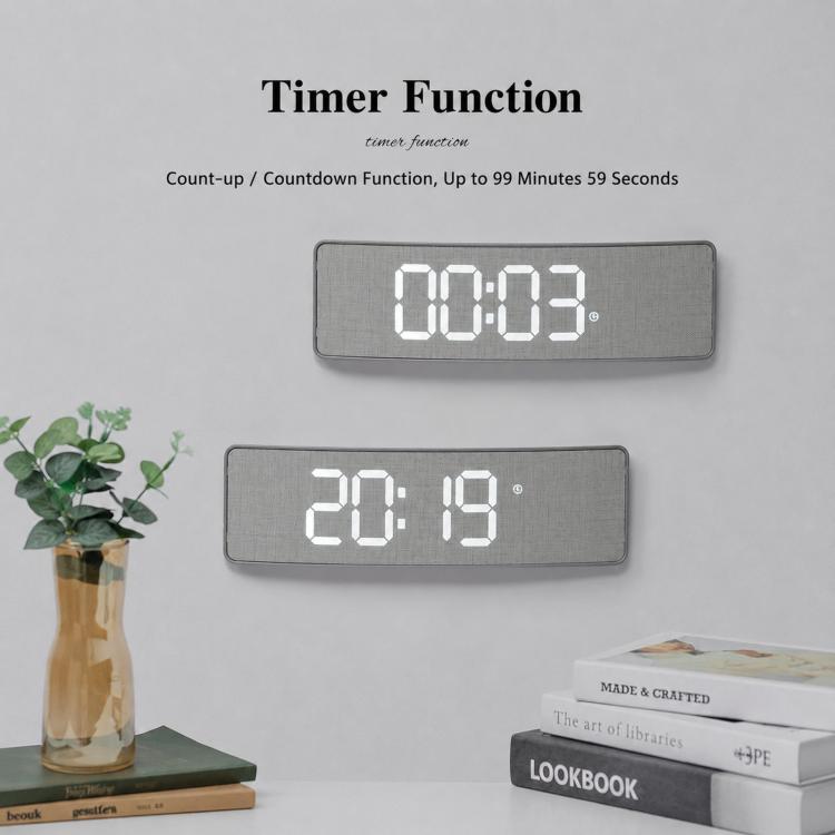 Curved Digital LED Wall Clock With RGB Ambient Backlight / Dual Alarms / Countdown Timer