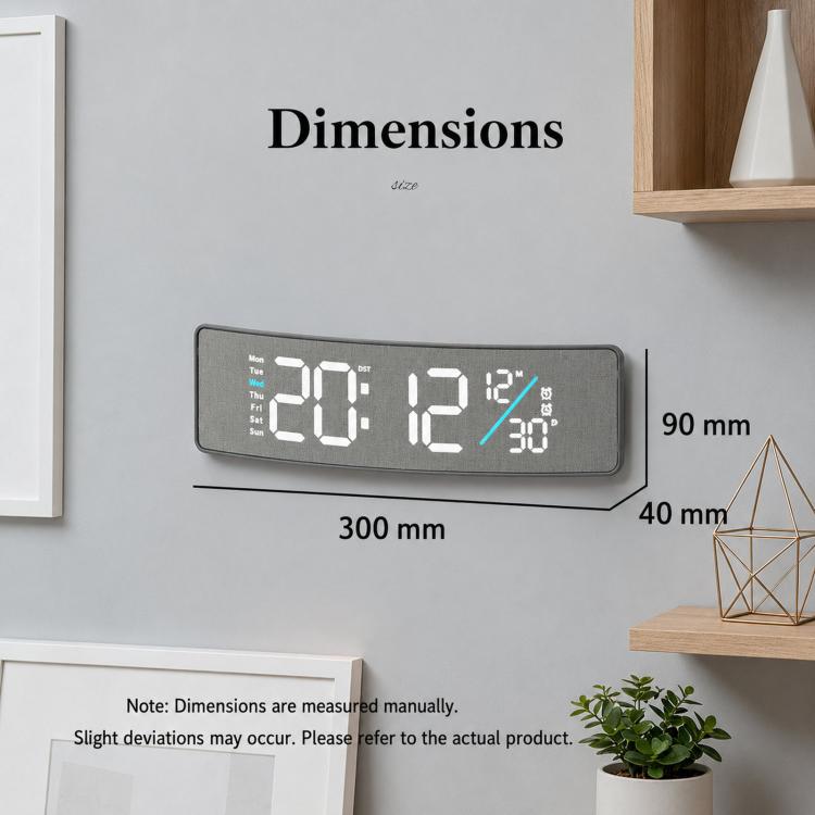 Curved Digital LED Wall Clock With RGB Ambient Backlight / Dual Alarms / Countdown Timer