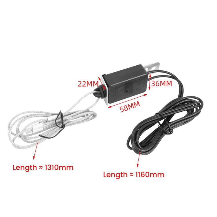 Black emergency brake switch module with lanyard cord and black power cable