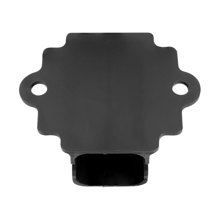 Black switch mounting bracket with two holes and central open rectangular housing