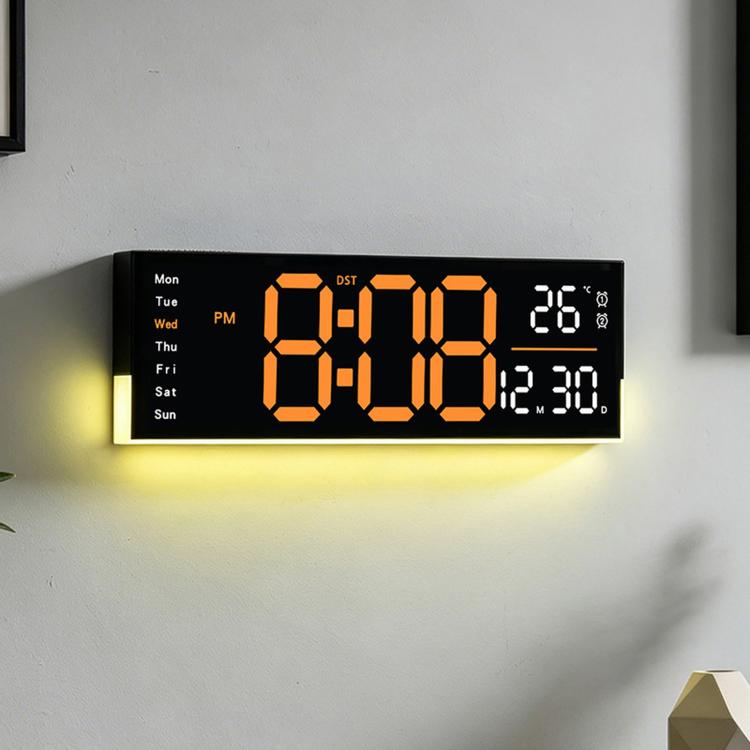 12.6 Inch LED Desk Clock Large Digital Wall Clock With RGB Ambient Light Temp / Date / Week / DST / Timer