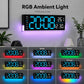 12.6 Inch LED Desk Clock Large Digital Wall Clock With RGB Ambient Light Temp / Date / Week / DST / Timer