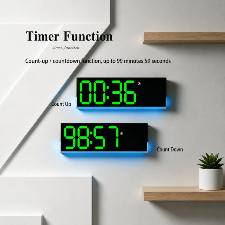 12.6 Inch LED Desk Clock Large Digital Wall Clock With RGB Ambient Light Temp / Date / Week / DST / Timer