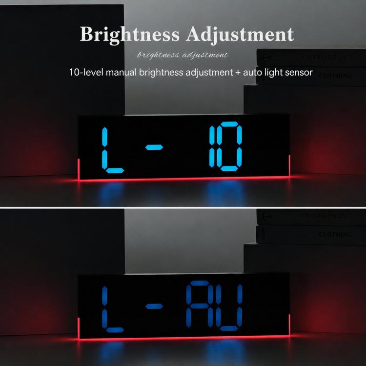 12.6 Inch LED Desk Clock Large Digital Wall Clock With RGB Ambient Light Temp / Date / Week / DST / Timer