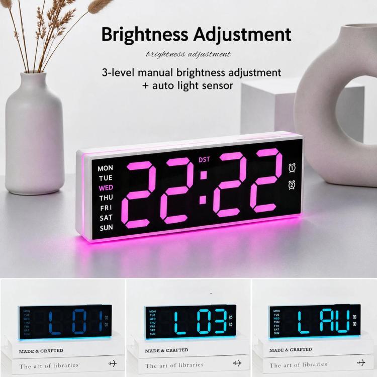 Digital Alarm Clock with Bottom Ambient Night Light with Dual Alarms, USB Output & Adjustable Volume
