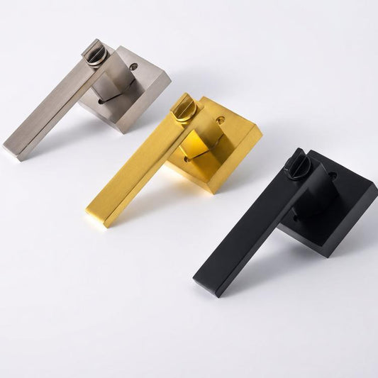 Square Door Lever Handle with Lock Heavy Duty Zinc Alloy Interior Door Lock