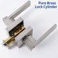 Square door lever lock with exposed latch mechanism and cylinder components