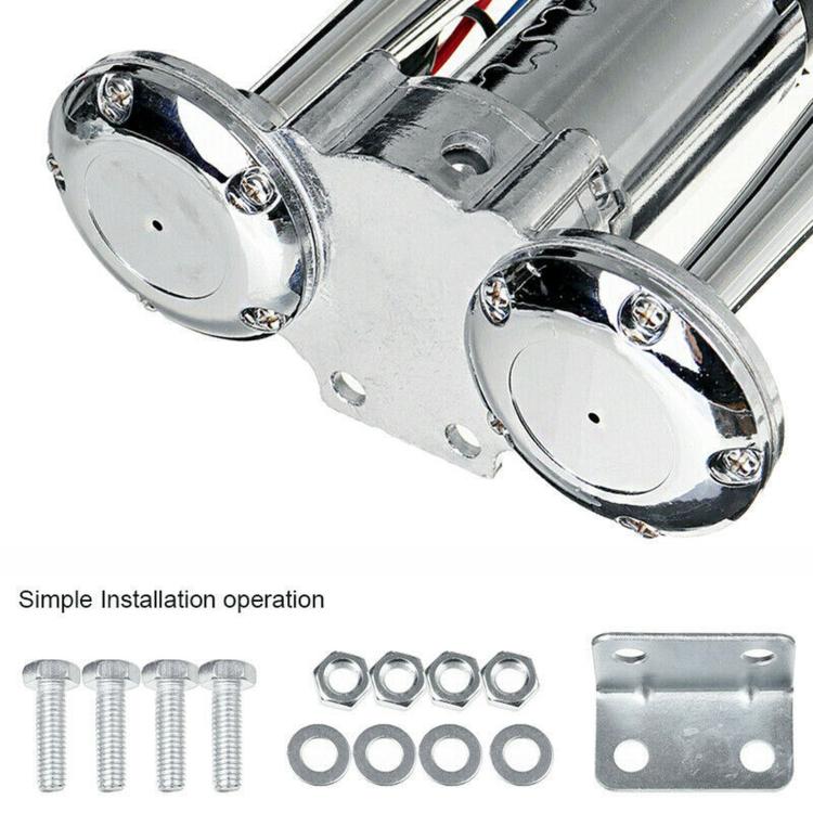 Double-tube electric horn with mounting bracket, screws, and nuts included