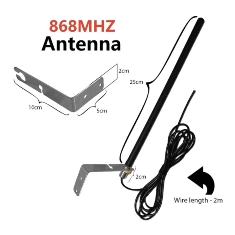 868MHz antenna extension kit with metal L mount, black rod, and 2m wire
