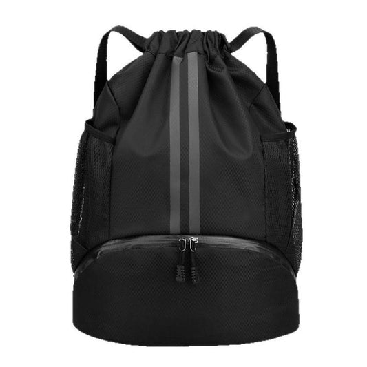 Drawstring Sports Backpack with Shoe Compartment & Dry Wet Separation Gym Sackpack for Basketball / Soccer / Swimming