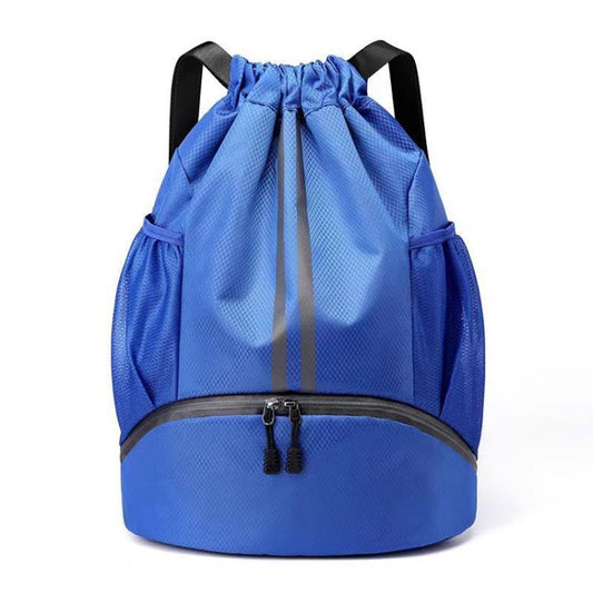 Drawstring Sports Backpack with Shoe Compartment & Dry Wet Separation Gym Sackpack for Basketball / Soccer / Swimming