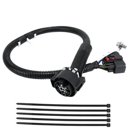 Black 7-pin trailer wiring harness connector with coiled cable and plug sockets