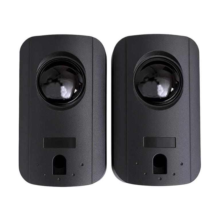 Dual infrared detector sensors with round lens and mounting slot, dark gray housing
