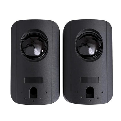 Dual infrared detector sensors with round lens and mounting slot, dark gray housing