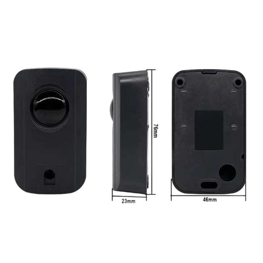 Infrared detector sensor showing front lens, back panel, and side profile with cutouts