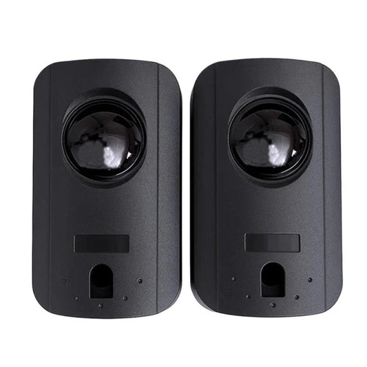 Dual infrared detector sensors with round lens and mounting slot, dark gray housing