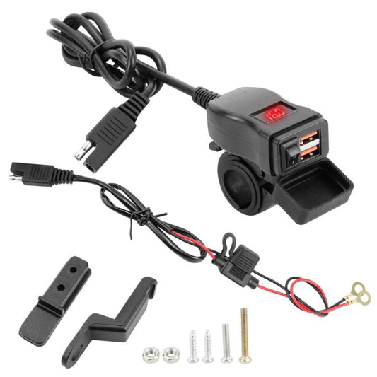 Motorcycle Square Waterproof Charger Digital Display Voltmeter Switch