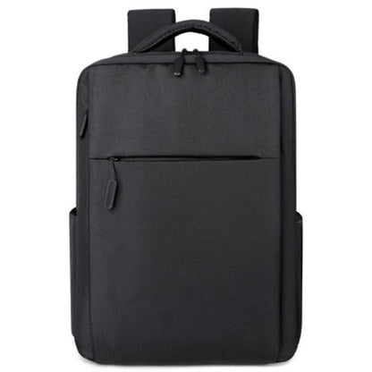 Black waterproof laptop backpack with top handle and front zip pocket