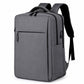 Dark gray laptop backpack with zip front pocket, side panel, and padded shoulder straps