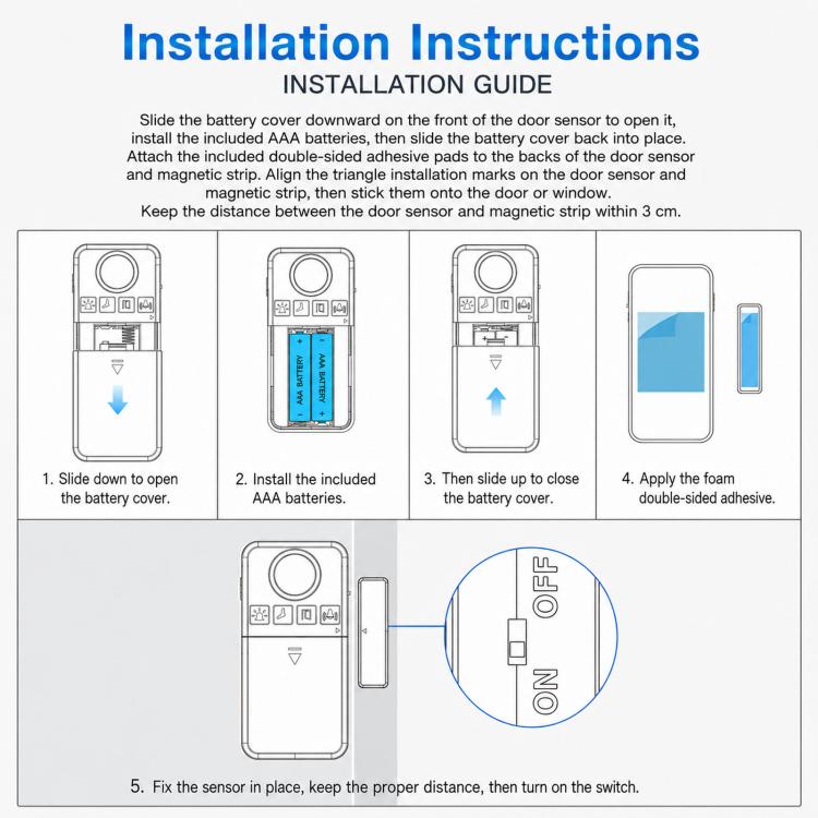 2 In 1 Wireless Door Window Alarm With Remote Control 130dB Magnetic Sensor For Home Security 4 Modes