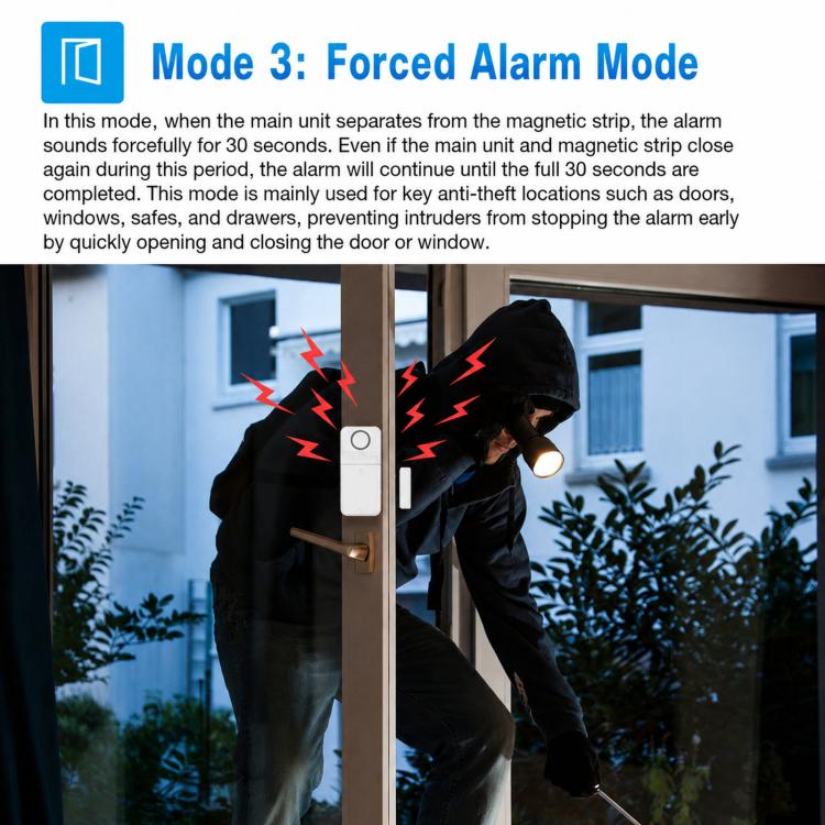 2 In 1 Wireless Door Window Alarm With Remote Control 130dB Magnetic Sensor For Home Security 4 Modes