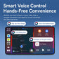 Car infotainment screen with hands-free voice control UI from adapter