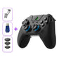 Wireless game controller, black with blue buttons and carbon-texture thumbsticks