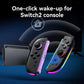 Magnetic wireless game controllers with colored light accents and thumbsticks