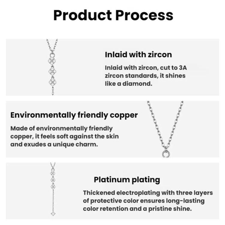 Lucky Four-Leaf Clover Y-Shaped Necklace Long Elegant Collarbone Chain, YIN132