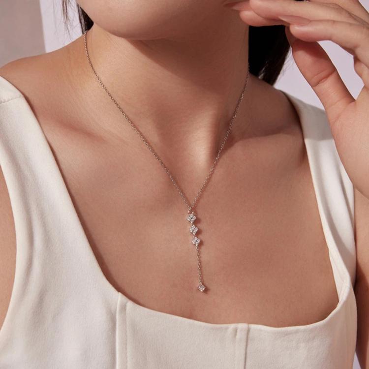 Lucky Four-Leaf Clover Y-Shaped Necklace Long Elegant Collarbone Chain, YIN132