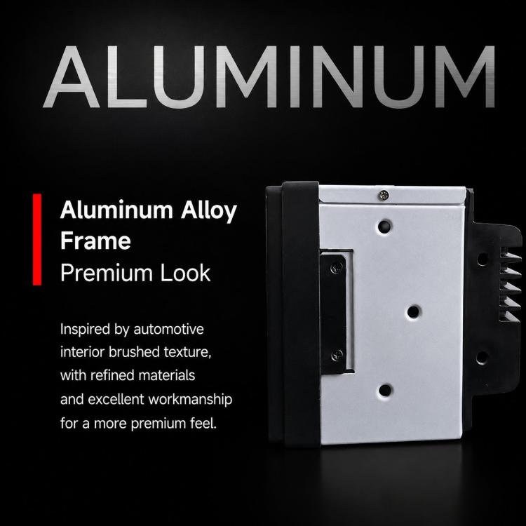 Aluminum alloy frame module for car stereo, silver faceplate with black sides