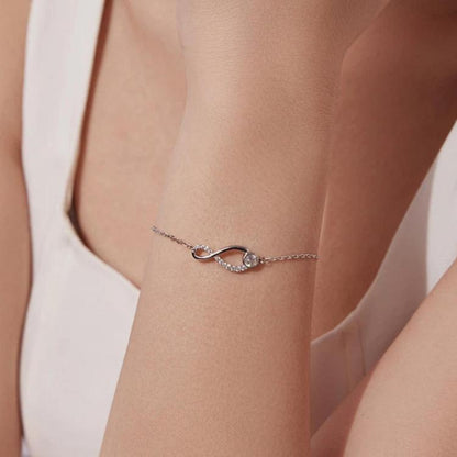 S925 Sterling Silver Infinite Loop Moissanite Bracelet, MSB039
