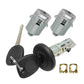 Ignition and door lock set with two keys, two gray cylinders, black lock knob, mounting plates