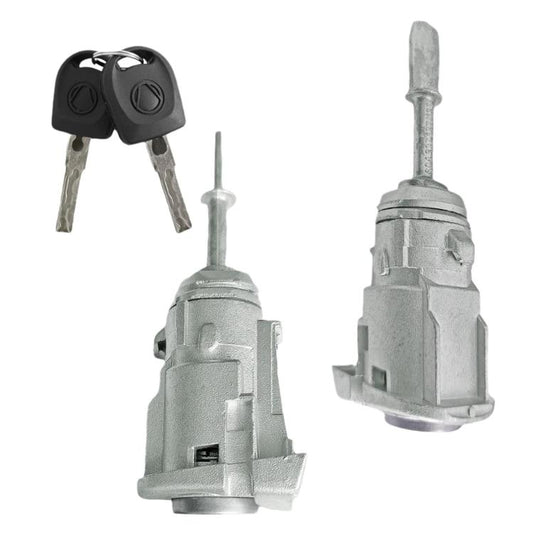 Door lock cylinder set with two keys; silver housings and key barrel ends
