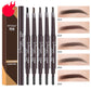 Dual-ended eyebrow pencil set with spoolie brush, multiple dark coffee-toned pencil shades.
