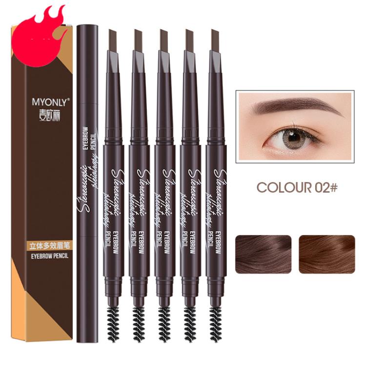 Dual-ended eyebrow pencil set with spoolie brush, dark brown and medium coffee pencil shades.