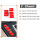 Red gear shift switch buttons set with icons, shown on fitment diagram