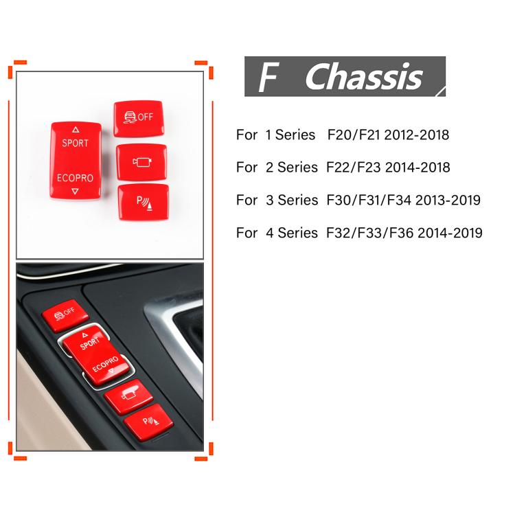 Red gear shift switch buttons set with icons, shown on fitment diagram