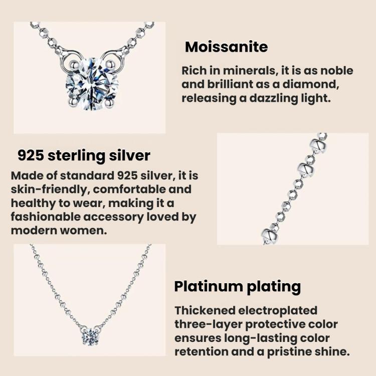 S925 Sterling Silver Moissanite Clavicle Necklace, MSN066