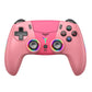 Pink wireless game controller with RGB lights, dual thumbsticks, face buttons