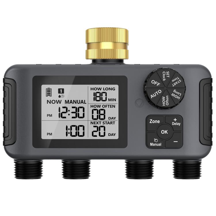 4 Zone Water Hose Timer Programmable 4 Outlet Garden Irrigation Controller with Rain Delay & Child Lock, SGW18