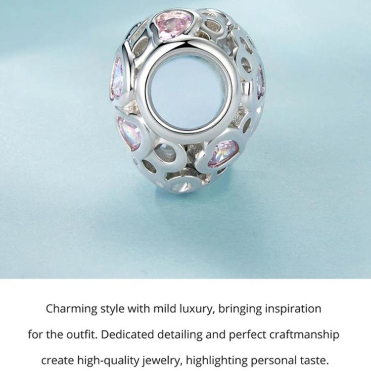 Cute Pet-Themed Heart-Shaped Openwork Beaded Copper-Plated White Gold Beads, YIC144