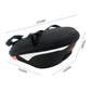 Black textured bike saddle bag with reflective stripe and zippered top compartment