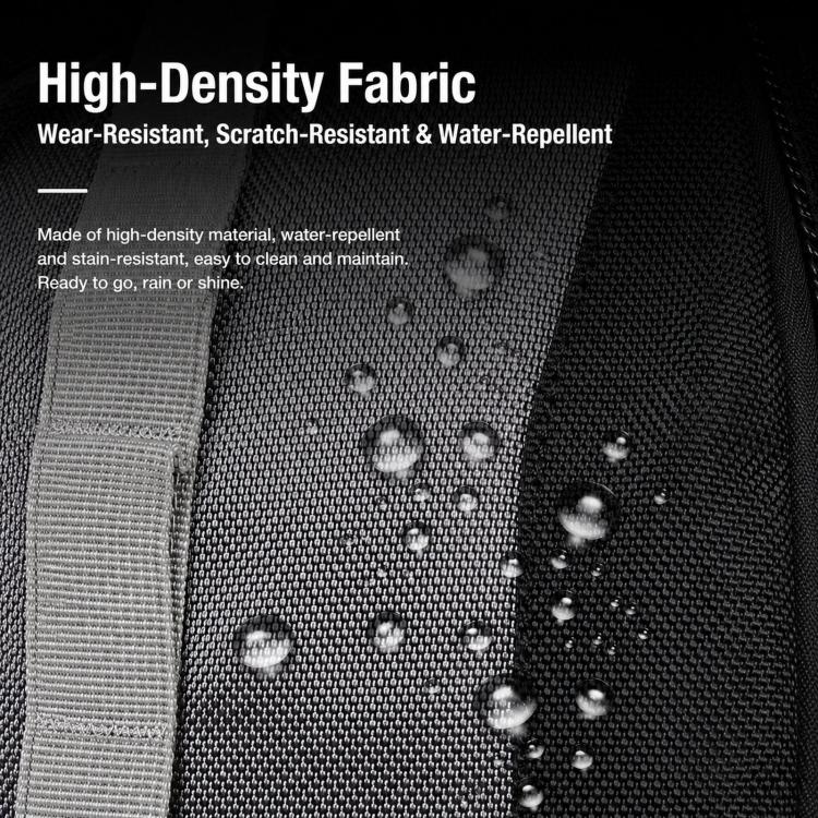 Black high-density fabric with water-repellent, scratch-resistant texture
