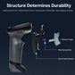 Wireless barcode scanner trigger grip with structure diagram, dark gray body