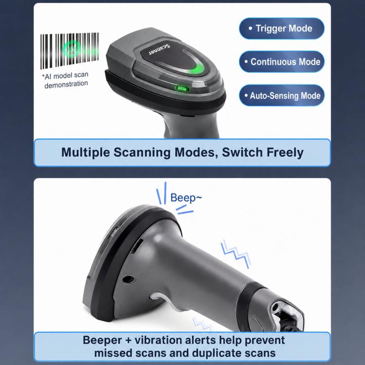 Yokoscan BWHS28AiMax 2.4G Bluetooth Wireless 2D Barcode Scanner Barcode Reader For Supermarket Cashier, No Base, With Base